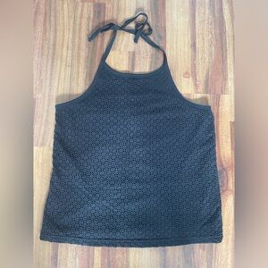 GAP eyelet black cotton lined halter top. Never worn. Size Large.